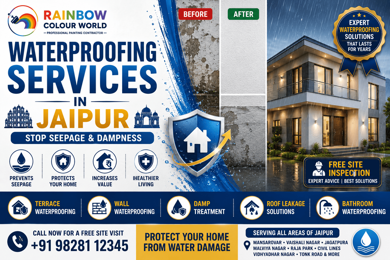 Waterproofing Services in Jaipur: Protect Your Home from Seepage, Dampness & Water Damage